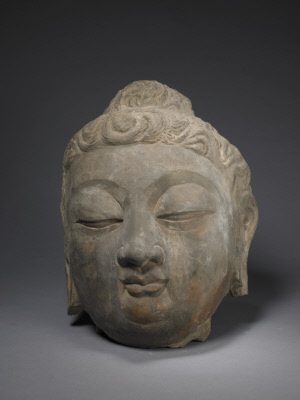 图片[1]-Stone painted Buddha head-China Archive